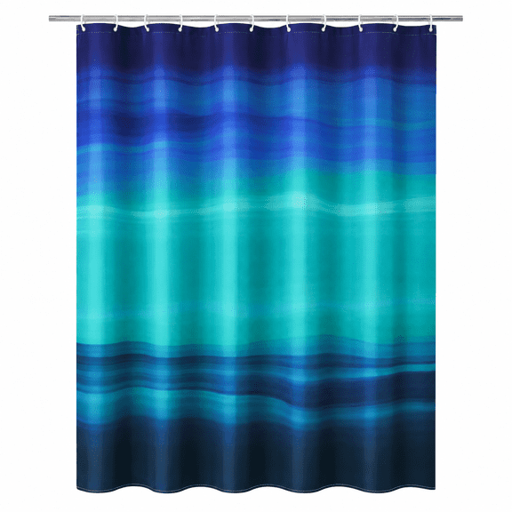 Teal and Blue Ombre Shower Curtain, Gradient Stripe Bathroom Curtain in Turquoise Navy, Modern Coastal Decor, Waterproof Fabric, 72" x 72"