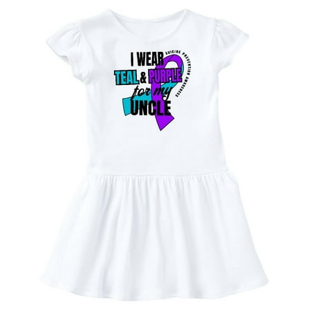 

Inktastic Suicide Prevention I Wear Teal and Purple For My Uncle Gift Toddler Girl Dress
