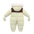thumbnail image 3 of XEGLSBU Baby Snowsuit 6-12 Months Cotton Winter Collar Romper for Children (6 Months to 2 Years Old) Baby Snowsuit 3-6 Months Girl Khaki Size 6-9 Months, 3 of 3