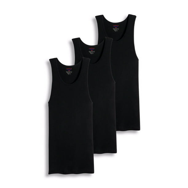 3-6 Packs of Men's Black & White Ribbed 100% Cotton Tank Top A