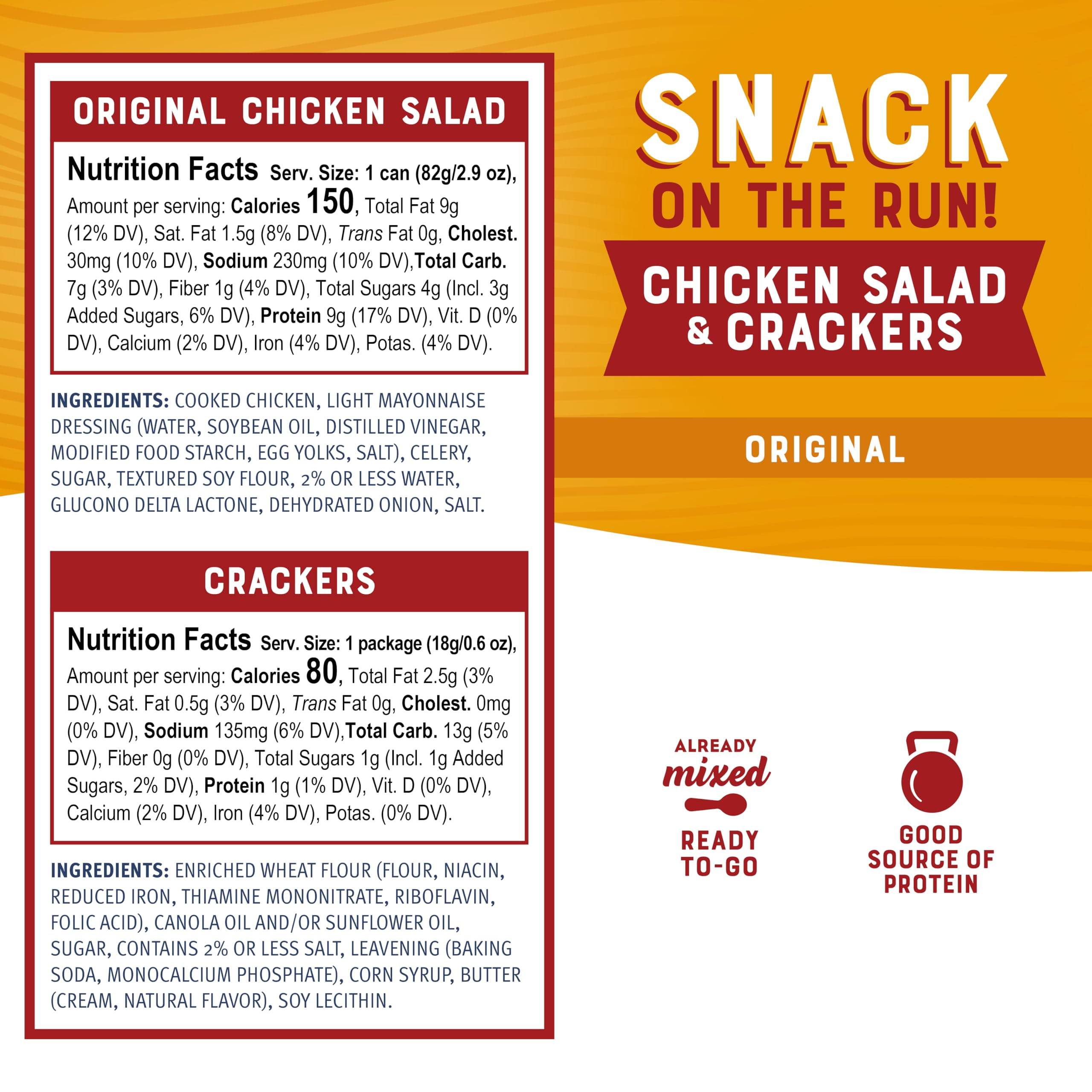 Bumble Bee SnackUMRT&nbsp;on the Run Chicken Salad with Crackers Kit, 3.5 oz (Pack of 12) - Ready to Eat, Spoon Included - Shelf Stable & Convenient Protein Snack