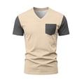thumbnail image 3 of Afdoent T Shirts For Men Short Sleeve Pocket T-Shirt Comfortable Crew Neck Casual Color Block Top Soft Breathable Daily Wear Tee Summer Vacation Soft Top, 3 of 8