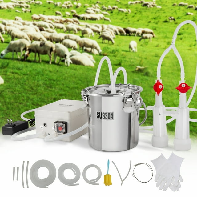 VEVOR Machine à Traire les Chèvres, Seau en Acier Inoxydable 304 de 3 L, Traiteuse Électrique Automatique à Pulsation sous Vide, Traiteuse Portative