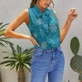 thumbnail image 5 of Christmas Snowflakes Blue Blouses Women Bow Tops Elegant Sleeveless Office Work Shirt Casual Holiday Women's Tops, 5 of 6