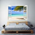 thumbnail image 2 of IDEA4WALL Wall Murals Fake White Window with Beach and Palm Tree Leaves Removable Wallpaper Peel and Stick Wall Stickers - 24x32 inches, 2 of 4