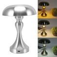 thumbnail image 1 of Rechargeable Mushroom Shape 3 Speed Color Temperature Touch Stepless Dimming Table Lamp With Minimalist Design And Battery Powered For Home, Suitable For Bedside Tables,, 1 of 8