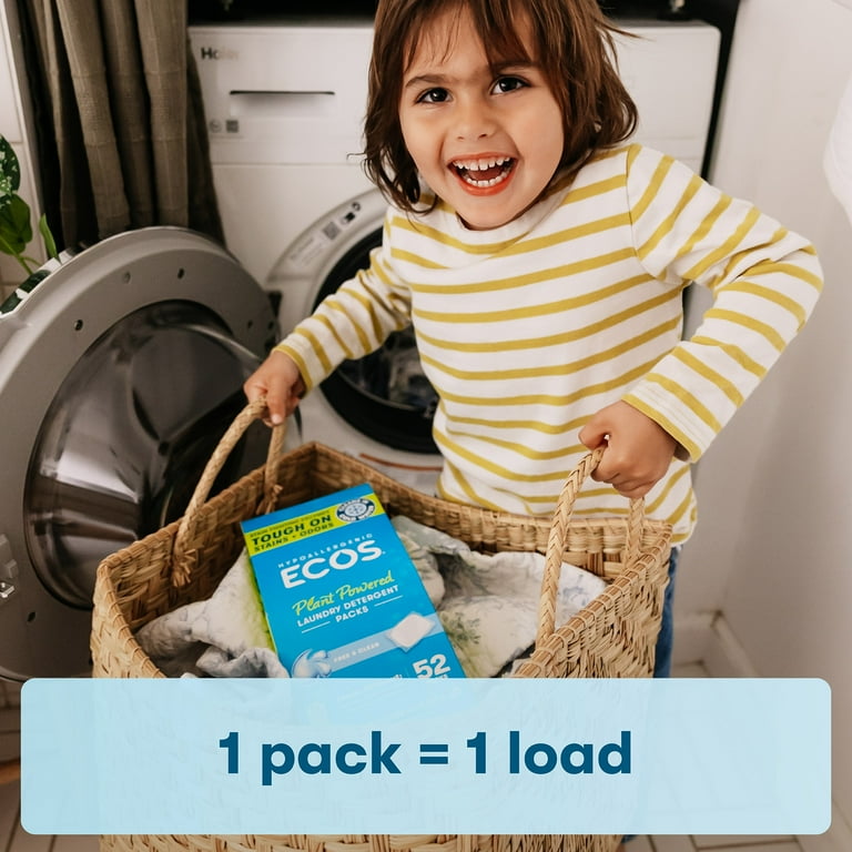 ECOS Hypoallergenic Laundry Detergent Packs for Sensitive Skin