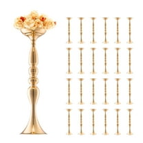 VEVOR 24PCS 50cm/19.7” Tall Wedding Flower Vase, Metal Wedding Centerpiece, Gold Floral Arrangement Stand Display Rack for Tables Wedding Dinner Party, Anniversary Ceremony Birthday Event Decor