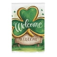 thumbnail image 2 of Shangniulu Welcome St. Patrick's Day Clover Garden Flag Double Sided, Black White Buffalo Plaid Check Decorative Yard Outdoor Home Small Decor, Gold Farmhouse Outside Decoration 12 x 18 White, 2 of 6