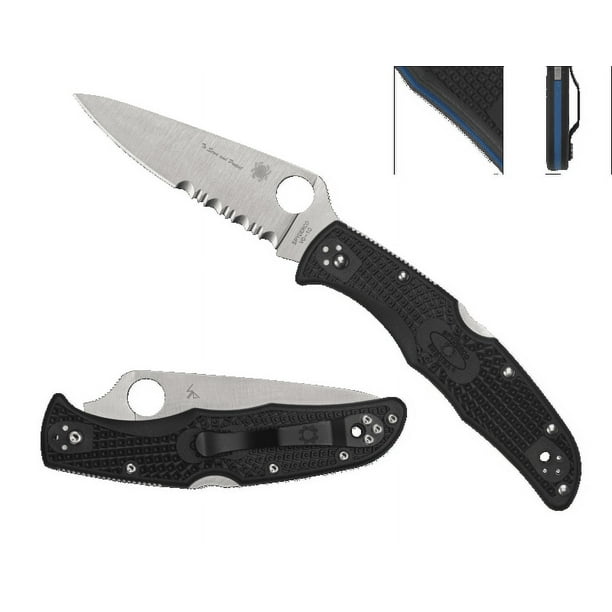 Spyderco Knives 'Thin Blue Line' Endura 4 Stainless C10FPSBKBL Pocket
