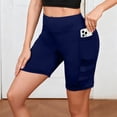 thumbnail image 6 of COMVALUE Women's Yoga Shorts with Pockets Tummy Control High Waist Biker Shorts 7" Workout Running Tight (Navy, S), 6 of 7