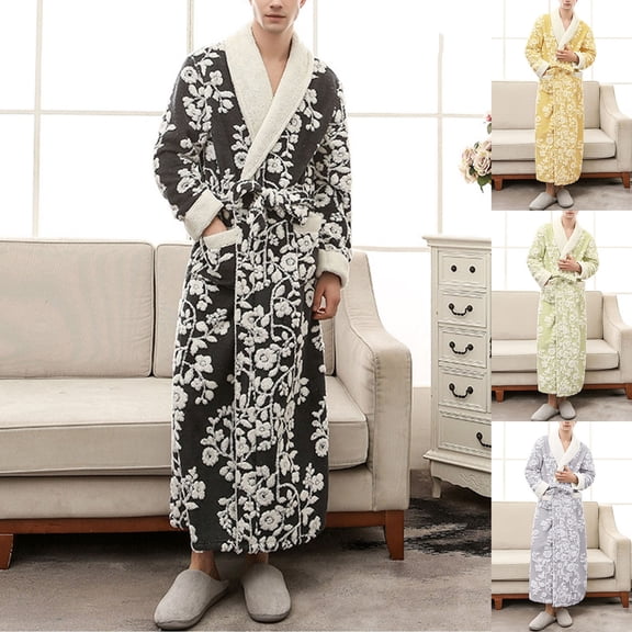 Couples Pajamas Matching Sets Unisex Thick Terry Cloth Bathrobes Oversized Kimono Spa Full Length Long Winter Sleepwear Black XXXL