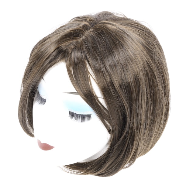Peluca De Pelo Corto Para Estudiantes, Peluca De Pelo Corto Elegante Con Interior Rojo Elástica Para Mujeres