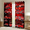 thumbnail image 2 of Manfei Teens Engine Truck Curtains Pack of 2 (42x84 Each), Fireman Firefighter Curtains Blackout, Black Red Bedroom Curtains, Curtains and Drapes Home Decor, 2 of 6
