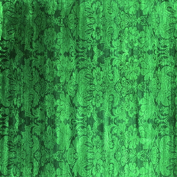 Ahgly Company Indoor Square Abstract Green Contemporary Area Rugs, 7' Square