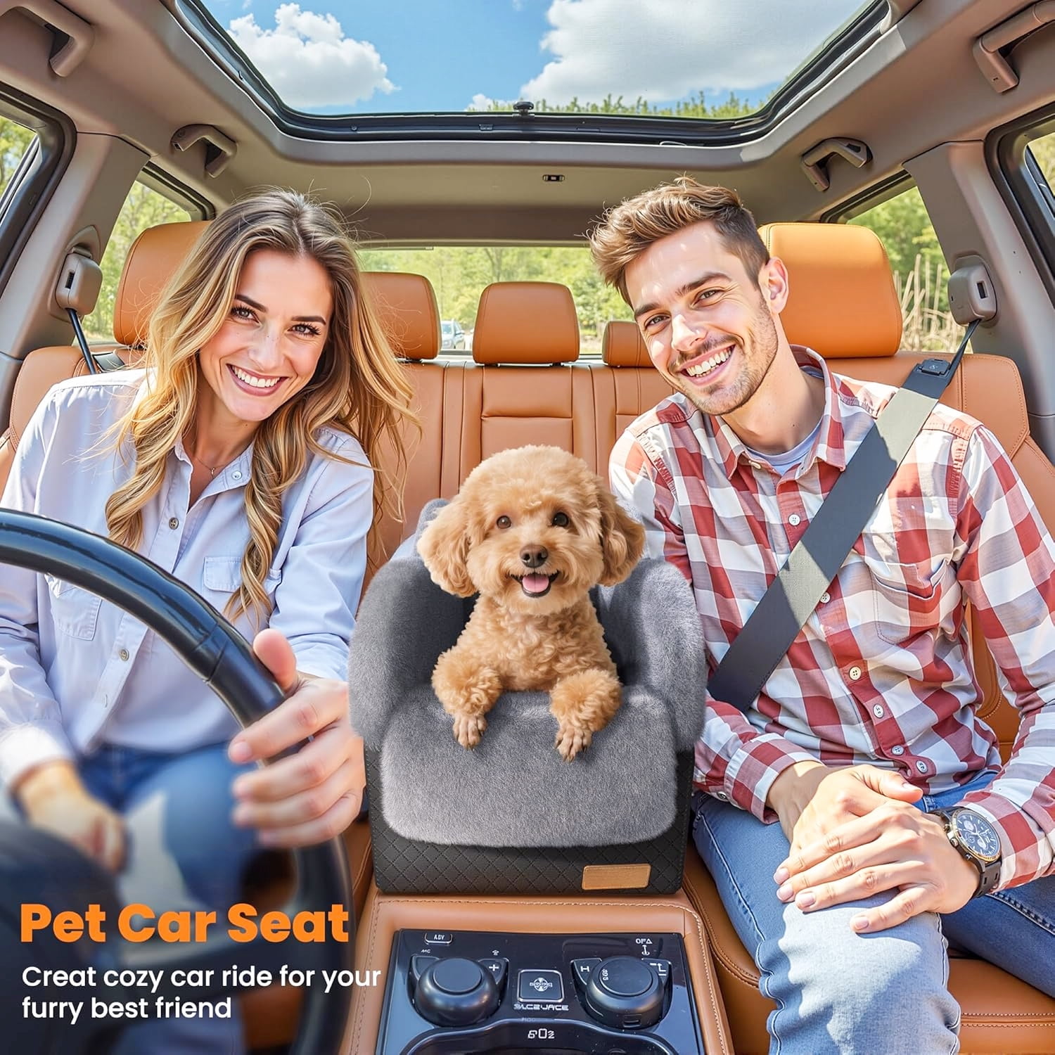 Portable Anti-Collapse Pet Travel Car Seat in Black and Grey for Small Dogs