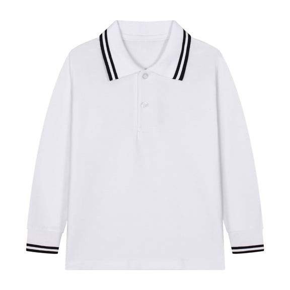 LIUYUNNN Kids Polo Shirt Boys Long Sleeve Boy White Button down Shirt School Uniform Shirts Casual Tops 10-11 Years Clothes forBoys Girls Four Seasons Outfits