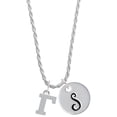 thumbnail image 1 of Delight Jewelry Silvertone Large Greek Letter - Gamma - Silvertone Script Initial Disc - S - Charm Necklace, 20"+3", 1 of 4