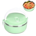 thumbnail image 1 of Termo para comida caliente, caja aislada, lonchera redonda de acero inoxidable 304, recipientes de alimentos sellados (una sola capa, verde), 1 of 5