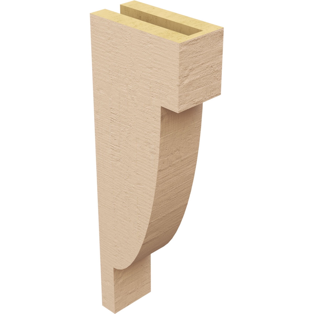3"W x 6"D x 18"H Thin Alpine Rough Cedar Woodgrain TimberThane Corbel, Primed Tan