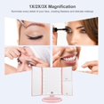 thumbnail image 2 of Lighted Makeup Mirror Trifold Vanity Mirror with X/X/X Magnification Natural LED Nights and Touch Screen Batteries and USB Power Supply Adjustable Tabletop Cosmetic Mirror (, 2 of 7