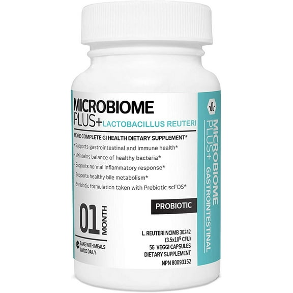 Microbiome Plus Gastrointestinal Probiotics Capsules - L. Reuteri NCIMB 30242 Enhance Heart & Digestive Health, Support GI Balance, Suitable for Both Men and Women - Allergy-Friendly and Gluten-Free