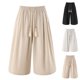 thumbnail image 3 of Ceisia Men's All-Season Solid Color Wide Gift Leg Pants Elastic Drawstring Waist Zipper Button Pockets for Outdoor Casual Daily Work Wear, 3 of 8