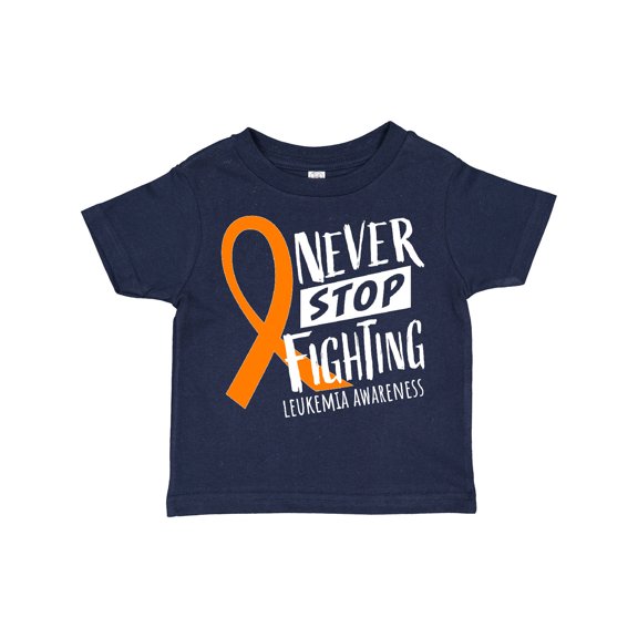 Inktastic Never Stop Fighting Leukemia Awareness Orange Ribbon Boys or Girls Toddler T-Shirt