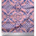 thumbnail image 1 of Soimoi Pink Poly Georgette Fabric Vector Design Damask Fabric Prints By Yard 42 Inch Wide, 1 of 3