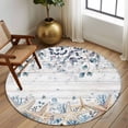 thumbnail image 2 of Round Rug 6Ft Washable Non-Slip, Blue Beige Coastal Circle Area Rugs for Living Room Bedroom, Beach Starfish Summer Eucalyptus Retro Indoor Floor Mats Carpet Runner for Home Decor Aesthetic, 2 of 8