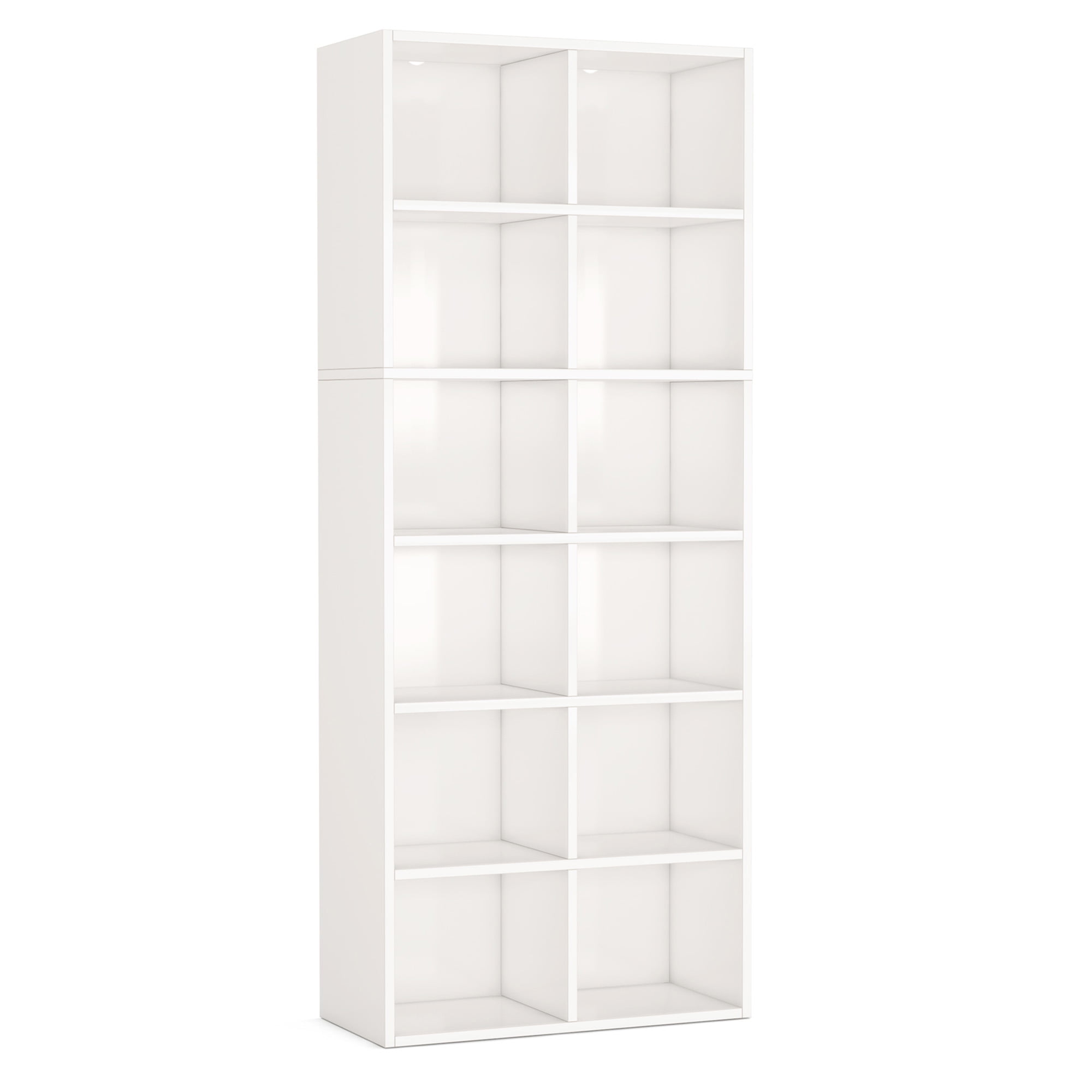 KIOOTTO 12-Cube Storage Organizer, 72" Tall Modern Bookcase and Display Shelf, Vertical or Horizontal Placement for Home Office & Living Room, White