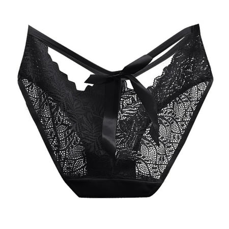 Riforla Underwear for Women Sweet Girl Underwear Transparent Hollow Lace Sexy Low Waist Mesh Underwear Large Women s Triangle Pants Womens Panties Black L