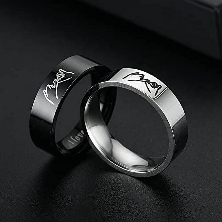 HEVIRGO NFC Stainless Steel Phone Chip Smart Ring,Rings Couples,Black Rings  for Women Men,Ring Jewelry,Ring Valentine Gift,Rings,Dripping Oil Dual