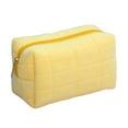 thumbnail image 2 of Cosmetic Bag Multifunctional Soft Plush Fluffy Large Capacity Zipper Closure Store Cosmetics Solid Color Women Travel Make Up Toiletry Bag Washing Pouch for Trip,Yellow, 2 of 8