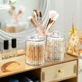 thumbnail image 3 of Yayeee 2 Pack Qtip Holder Bathroom Cotton Swab Canister with Lid Clear Dispenser Set, Beige Nautical Pattern, 3 of 6