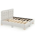 thumbnail image 6 of Euroco Upholstered Queen Size Platform Bed with Headboard for Bedroom, Beige, 6 of 13