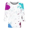 thumbnail image 4 of Hauts à Manches 3/4 pour Femmes, T-shirt Imprimé Mode, Blouse à Manches 3/4, Col Rond, Hauts Décontractés, T-Shirts à Manches Longues pour Femmes en Liquidation, 4 of 5