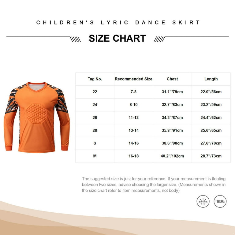 inhzoy Kids Youth Padded Goalkeeper Jersey Football Long Sleeve