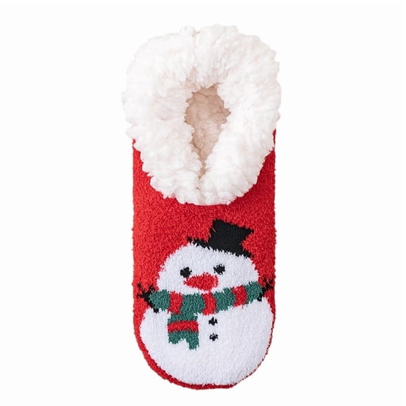 Slipper Socks For Women Adults Christmas Graphic Fleece Lined Warm Thick Winter Cozy Fuzzy Slippers Indoor Lounge Socks