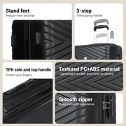 Travelhouse 4 Piece Hardshell Luggage Set Hardside Lightweight Suitcase with TSA Lock Spinner Wheels.(Black)
