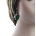 thumbnail image 3 of Oversized Large Jewel Faux Crystal Heart Earrings 2 1/4" Silver Tone Adult Womens Ladies - Green, 3 of 3