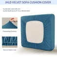 thumbnail image 4 of Velvet Sofa Seat Cushion Covers, Sofa Cushion Covers Stretch Couch Cushion Cover Soft with Elastic Bottom Sofa Seat Cover for Chair Sofa-Peacock blue-3-seater, 4 of 8