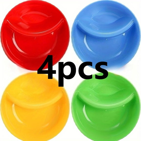 Set of 4 Anti-soggy Cereal Bowls, Plastic Divided Bowl for Chip and Dip, Separated Snack Bowl Sauce Dipping Dish for Ice Cream, Yogurt and Berries, 4 Colors
