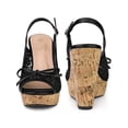 thumbnail image 5 of BLISSFUL STEP Platform Heels Lace Bow Slingback Wedge Sandals for Women Black 7, 5 of 6