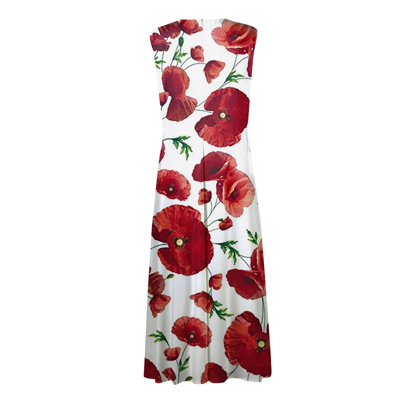 Hvot&aat Women's 3D Butterfly Print Maxi Dress V Neck Sleeveless Flowy Tank Dresses A Line Pleated Cocktail Party Dress