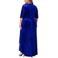 thumbnail image 3 of Vestido de Promoción de Talla Grande para Mujeres Agnes Orinda de Terciopelo con Cuello en V, Lentejuelas Brillantes, Manga Corta, Bajo Alto, Elegante, Corte A, Midi, 4X, Azul Real, 3 of 5