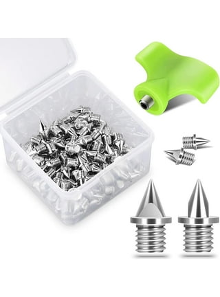 500 Pcs 1/4 Inch Track Spikes with Spike Wrench Stainless Steel Replacement  Shoe Spikes Pyramid Running Spikes for Sprint Sports Hiking High Jumping
