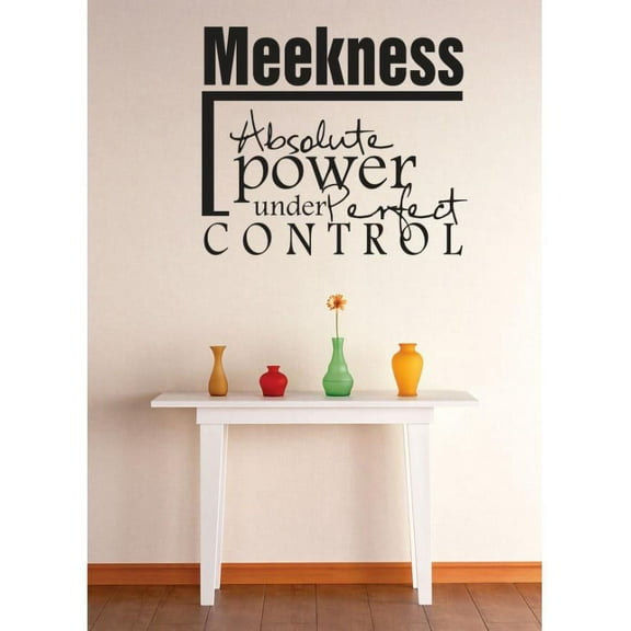 Vinyl Wall Decal Sticker : Meekness Absolute Power Under Perfect Control Inspirational Quote Picture Art Peel & Stick Mural 12x12 Inches