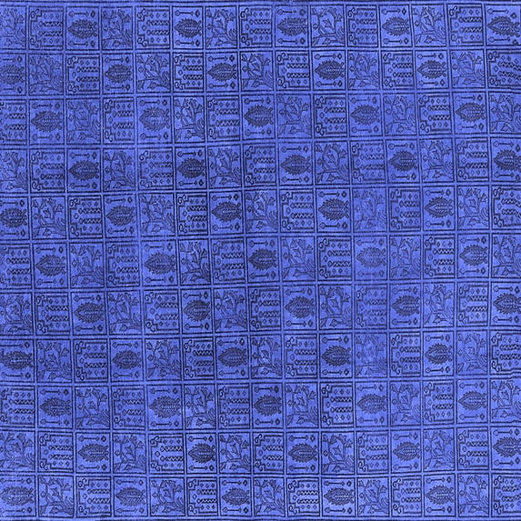 Ahgly Company Indoor Square Oriental Blue Industrial Area Rugs, 8' Square
