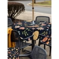 thumbnail image 4 of Easter Eggs Outdoor Tablecloth - 54x54 Inch Square Dining Table Cover, Carrots Spring Daisy Botanical Rustic Dark Blue Waterproof Outdoor Table Cloth with Umbrella Hole & Zipper for Picnic/Patio, 4 of 7